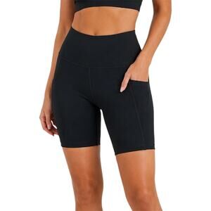 Aerie OFFLINE The Hugger High Rise Bike Shorts Black Pockets Sz Small Athleisure